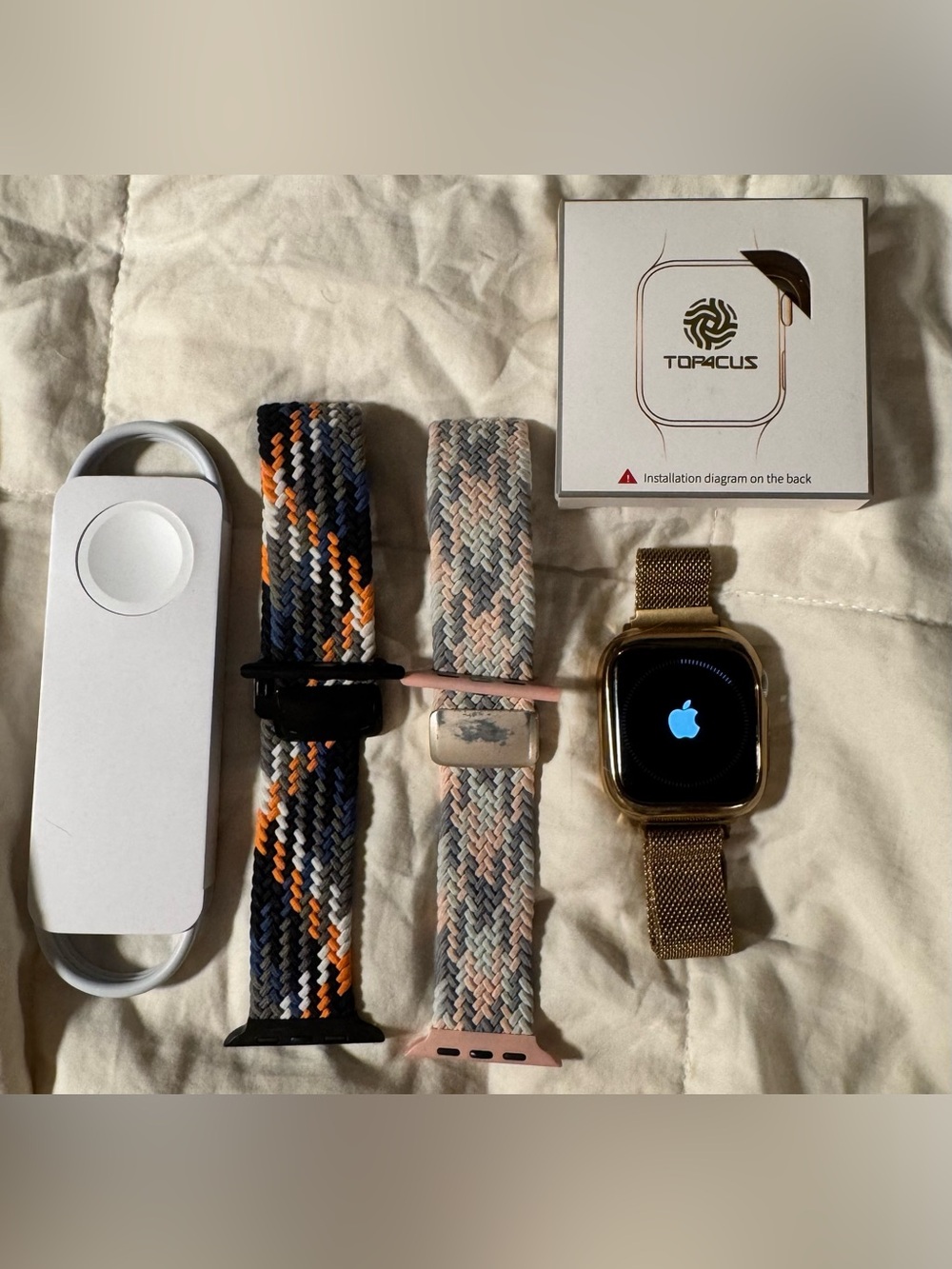 Apple Watch Series 7 GPS 41mm Starlight + Charger 3 Bands & 2 God Color Cases - Picture 10 of 10